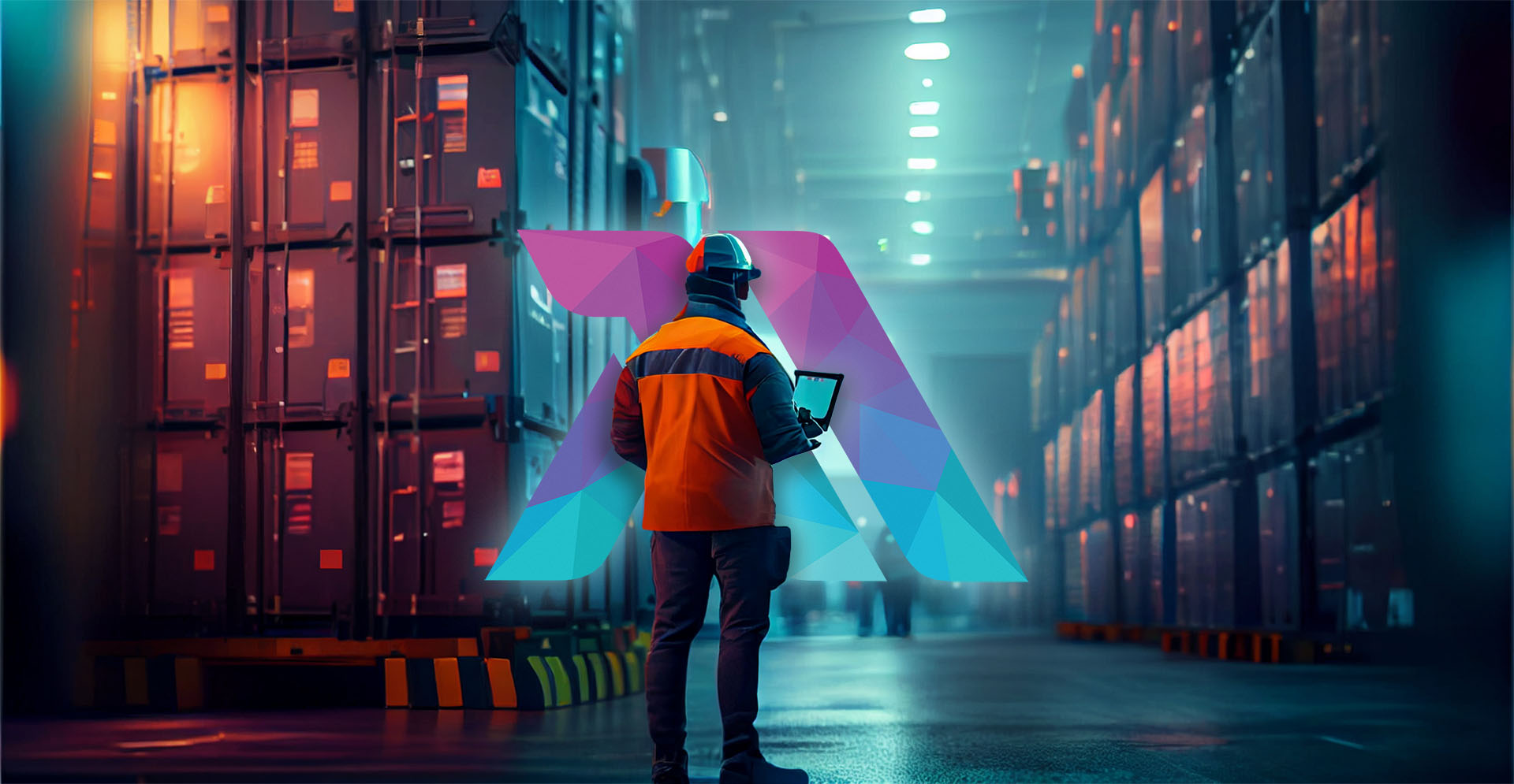 hero image: warehouse with a Monad logo